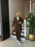 Casual Blazer Ceket Pantolon Takım Double Krep Kumaş Tesettür Giyim ST2187