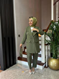 Casual Blazer Ceket Pantolon Takım Double Krep Kumaş Tesettür Giyim ST2187