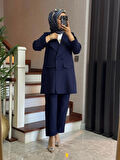 Casual Blazer Ceket Pantolon Takım Double Krep Kumaş Tesettür Giyim ST2187