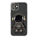 Gpack Apple iPhone 12 Kılıf Kamera Korumalı Astronot Desenli Standlı Silikon