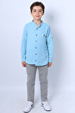 ERKEK ÇOCUK GÖMLEKLİ TAKIM HAKİM YAKA BASKILI DÜĞMELİ E2