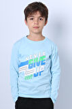ERKEK ÇOCUK UZUN KOLLU TSHİRT NEVER GİVE UP BASKILI BİSİKLET YAKA D10