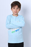 ERKEK ÇOCUK UZUN KOLLU TSHİRT NEVER GİVE UP BASKILI BİSİKLET YAKA D10