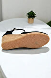 Kadın Keten Espadril Sandalet – Düz Form, Yazlık Dolgu Topuk