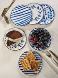 Handmade Trendy All in Blue 6 lı Pasta Seti 19 cm