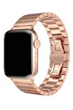 Megafox Apple Watch Seri 2/3/4/5/6/7/8/Se/Ultra Metal Paslanmaz Klipsli Kordon 42-44-45-49Mm Uyumlu 