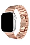 Megafox Apple Watch Seri 2/3/4/5/6/7/8/Se/Ultra Metal Paslanmaz Klipsli Kordon 42-44-45-49Mm Uyumlu 