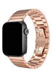 Megafox Apple Watch Seri 2/3/4/5/6/7/8/Se/Ultra Metal Paslanmaz Klipsli Kordon 42-44-45-49Mm Uyumlu 