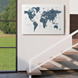 Harita Sepeti Dünya Haritası Dekoratif Kanvas Tablo Ülke ve Başkentli 1515