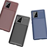 Smcase Samsung Galaxy A91 Kılıf Negro Karbon Dokulu Silikon