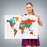 Harita Sepeti Dünya Haritası Dekoratif Kanvas Tablo Ülke ve Başkentli 1517
