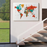 Harita Sepeti Dünya Haritası Dekoratif Kanvas Tablo Ülke ve Başkentli 1517