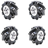 Emesrobotik 80mm Mecanum Tekerlek Seti (4 Adet-2 Sağ- 2 Sol) – TT Motor Uyumlu Kaplin Hediyeli 