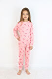 Kız Çocuk Orta Kalınlıkta Basic Baskılı Pijama Takımı