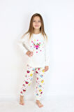 Kız Çocuk Orta Kalınlıkta Basic Baskılı Pijama Takımı
