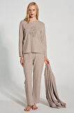 Kadın Uzun Kollu Triko Hıkarlı 3'lü Pijama Takımı