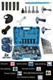 Full Set 92 Vf 10 Ah Kömürsüz Motor Akülü Şarjlı Taşlama Ve Bijon Somun Sökme Sıkma Makinası