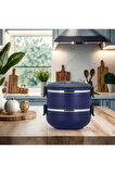 PENGUEN 6001 LACİVERT PASLANMAZ YEMEK TERMOSU 2 KATLI