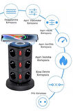 Yeni Akım Korumalı 2.4a Kule Priz Kablosuz Şarj Istasyonu 12x Soketli 2×type-c 1x Usb çıkışı