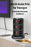 Yeni Akım Korumalı 2.4a Kule Priz Kablosuz Şarj Istasyonu 12x Soketli 2×type-c 1x Usb çıkışı