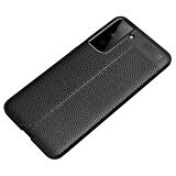 Smcase Samsung Galaxy S21 Plus 5G Kılıf Deri Dokulu Niss Silikon  Tam Kapatan Ekran Koruyucu