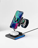 İphone  samsung Uyumlu Kablosuz Kulaklık,Saat Telefon şarj standı Şarj İstasyonu Çoklu Şarj aleti