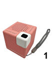 Minibox Kare Pembe Wireless Kablosuz Hoparlör ( Bluetooth 5.4 + 500mAh Li-ion şarj  + Güç: 5W )