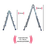 Endokon 398 cm. 14 Basamak A ve I Tipi Katlanıp Uzayabilen Mini Dev Alüminyum Merdiven