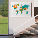Harita Sepeti Dünya Haritası Dekoratif Kanvas Tablo Ülke ve Başkentli 1531