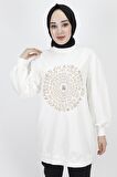 2 İp Kumaş Nakış Ve Taş Detaylı Sweatshirt