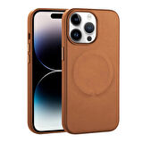 Gpack Apple iPhone 14 Pro Kılıf Pu Deri Wireless Tacsafe Derix Sert Kapak