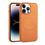 Gpack Apple iPhone 14 Pro Kılıf Pu Deri Wireless Tacsafe Derix Sert Kapak