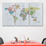 Harita Sepeti Dünya Haritası Dekoratif Kanvas Tablo Ülke ve Başkentli 1533