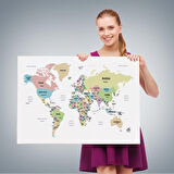 Harita Sepeti Dünya Haritası Dekoratif Kanvas Tablo Ülke ve Başkentli 1533