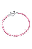 İki Renkli Pembe Kalp Klips Suni Deri Charm Bileklik