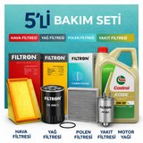 Filtron Peugeot 5008 1.6 Dizel Castrol Edge 5W-30 Motor Yağı Filtre Seti (2010-2014) 5 Li