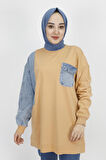Kot Cep Detaylı 2 İp Kumaş Sweatshirt
