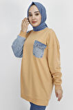 Kot Cep Detaylı 2 İp Kumaş Sweatshirt