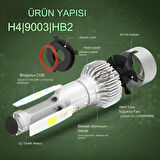 Fiat Fiorino 2008-2024 Uzun - Kısa Far Uyumlu Şimşek Etkili Led Xenon Performance Series H4