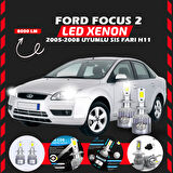 Ford Focus 2 2005-2008 Sis Farı Uyumlu Şimşek Etkili Led Xenon Performance Series H11