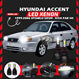 Hyundai Accent Admira 1999-2006 Uzun-Kısa Far Uyumlu Şimşek Etkili Led Xenon Light Series H4