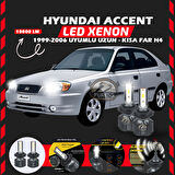 Hyundai Accent Admira 1999-2006 Uzun-Kısa Far Uyumlu Şimşek Etkili Led Xenon Premium Series H4