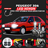 Peugeot 306 1993-1997 Uzun Kısa Far Uyumlu Şimşek Etkili Led Xenon Premium Series H4