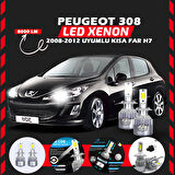Peugeot 308 2008-2012 Kısa Far Uyumlu Şimşek Etkili Led Xenon Performance Series H7
