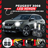 Peugeot 3008 2016-2019 Uzun Far Uyumlu Şimşek Etkili Led Xenon Premium Series HB3