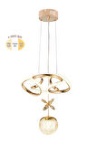 Tek Toplu Çiçek Modern Sarkıt Led Avize Taşlı Gold Kaplamalı