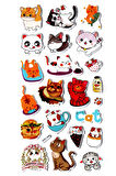 Sticker Kabartmalı Stiker Çıkartma Etiket (XHC049)-18x9 cm- Sevimli Kedi