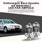 Vw Bora Uyumlu Mercek Led Xenon Uzun - Kısa Çift Renk Şimşek Etkili