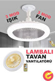 Pervaneli ve Fanlı Kumandalı Led Lamba 3 Farklı Renkli Tekli E27 20 Watt Beyaz Işık Led Ampul C