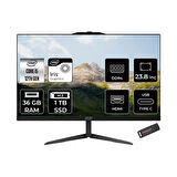 MSI Modern AM242 i5 1235U 36GB 1TB SSD 23.8" FHD IPS FDOS All In One PC Siyah & PER4 BELLEK